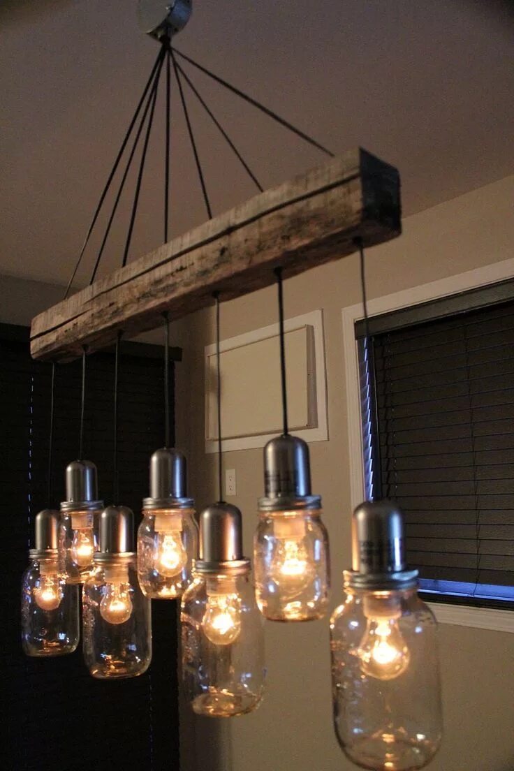 Подвесной светильник своими руками UNIQUE Mason Jar Light Chandelier Pendant Ceiling 7 Jars VINTAGE look Rustikale 