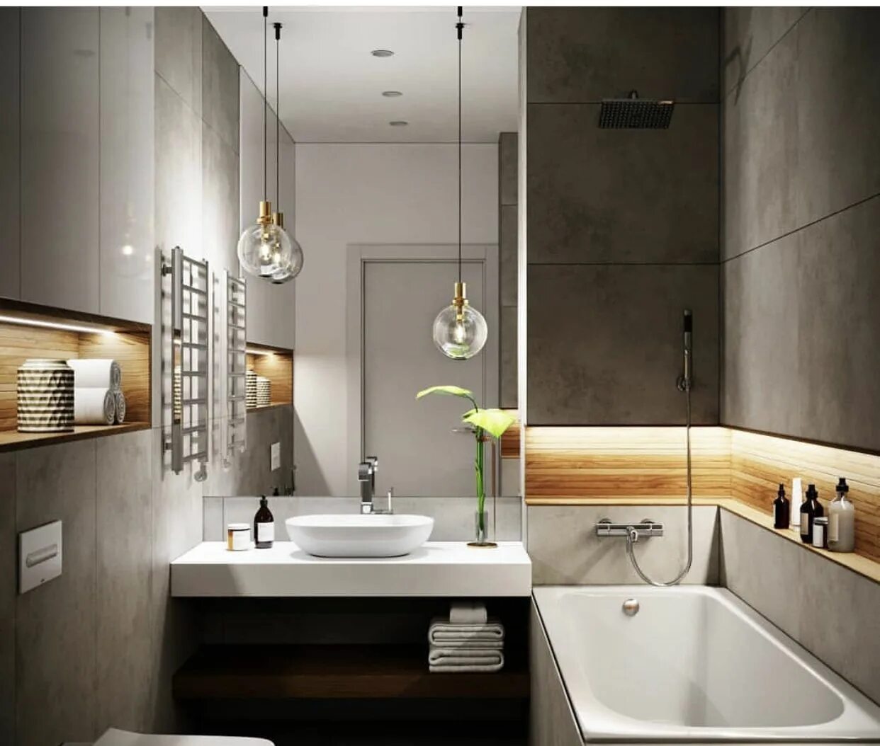 Подвесной светильник в ванную в интерьере Pin on khulshi apt Interior, Bathtub, Home