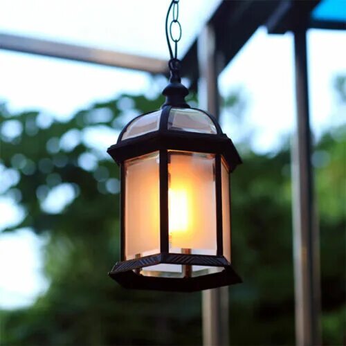 Подвесной уличный светильник своими руками Rustic Black/Brass Metal Lantern Glass Outdoor Waterproof Ceiling Pendant Lights