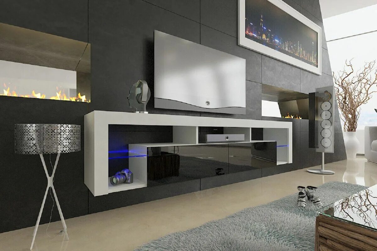 Подвесные гостиные в современном стиле фото Floating Milano 78'' Media Console Floating tv stand, Audio room, Floating tv