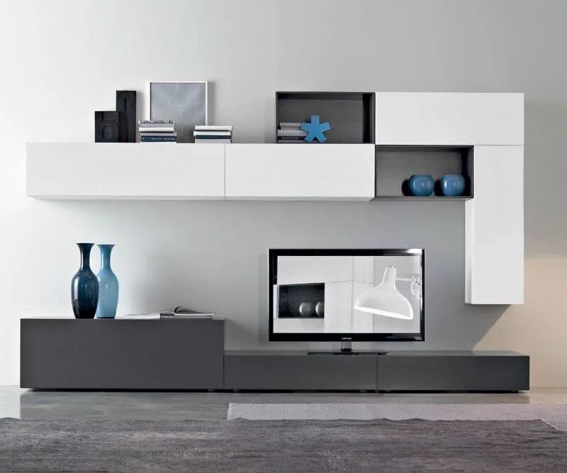 Подвесные гостиные в современном стиле фото FGF Mobili Wohnwand C26B Tv furniture, Living room tv unit, Tv unit design