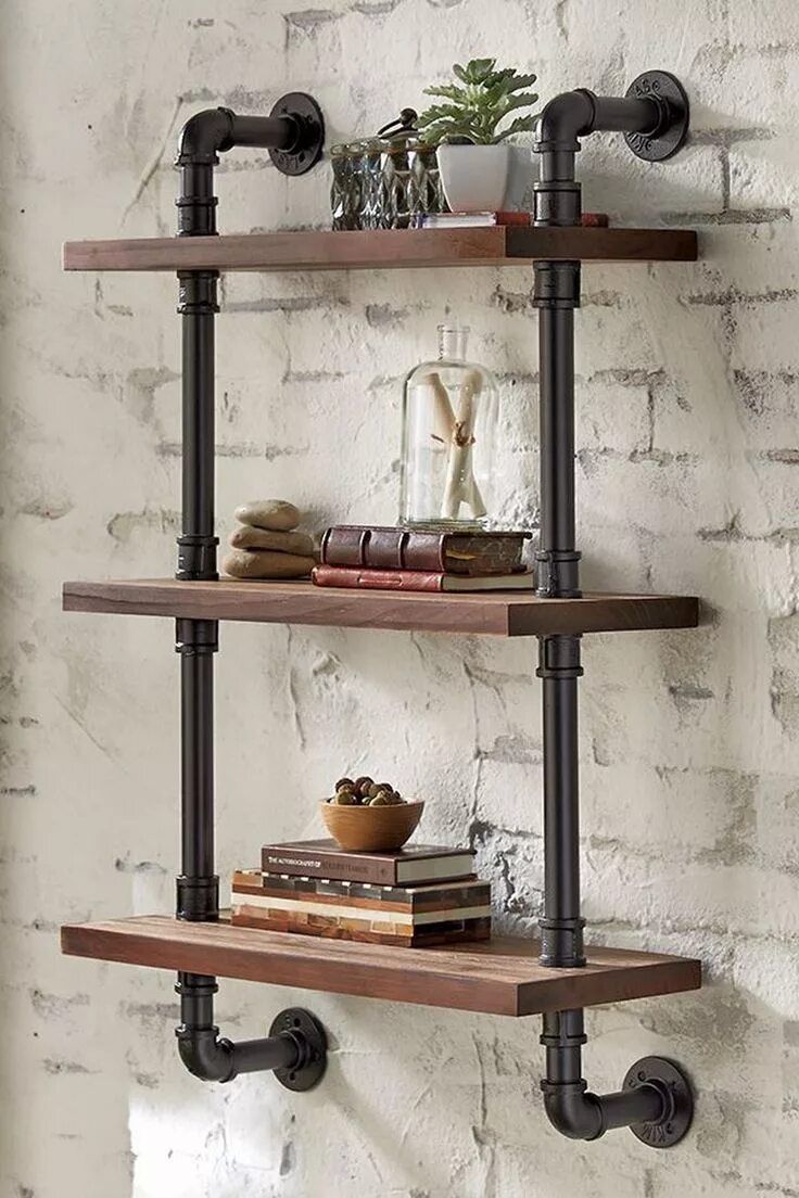 Подвесные полки в стиле лофт 36 Super easy how to make DIY industrial pipe shelves - #DIY #Easy #industrial #