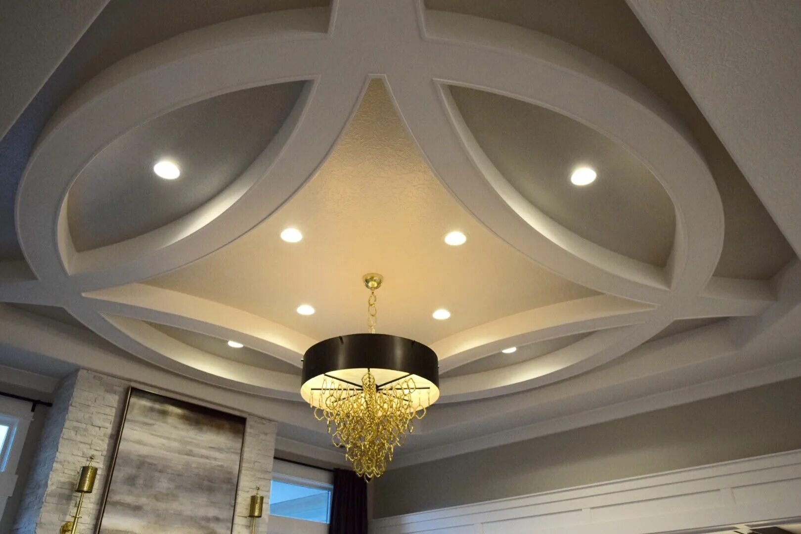 Подвесные потолки из гипсокартона фото Round ceiling molding detail Ceiling design modern, New ceiling design, Simple f