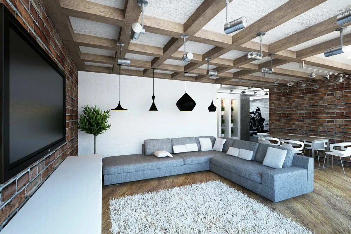 Подвесные потолки лофт стиль Loft - brick interior Дизайн потолка, Квартира в стиле лофт, Кирпичный интерьер