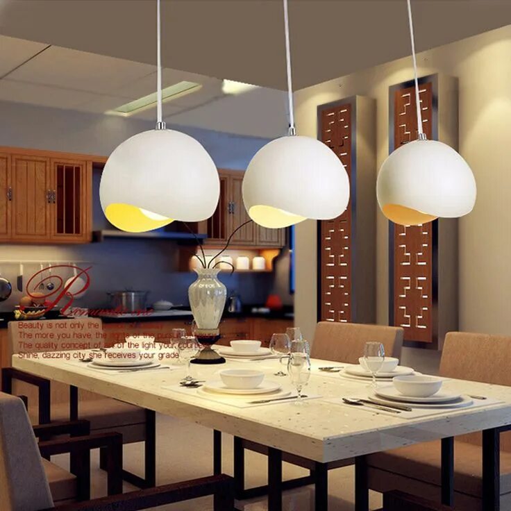 Подвесные светильники на кухню над столом фото Aluminum pendant light egg led hanging lightings home deco fixtures dinning room