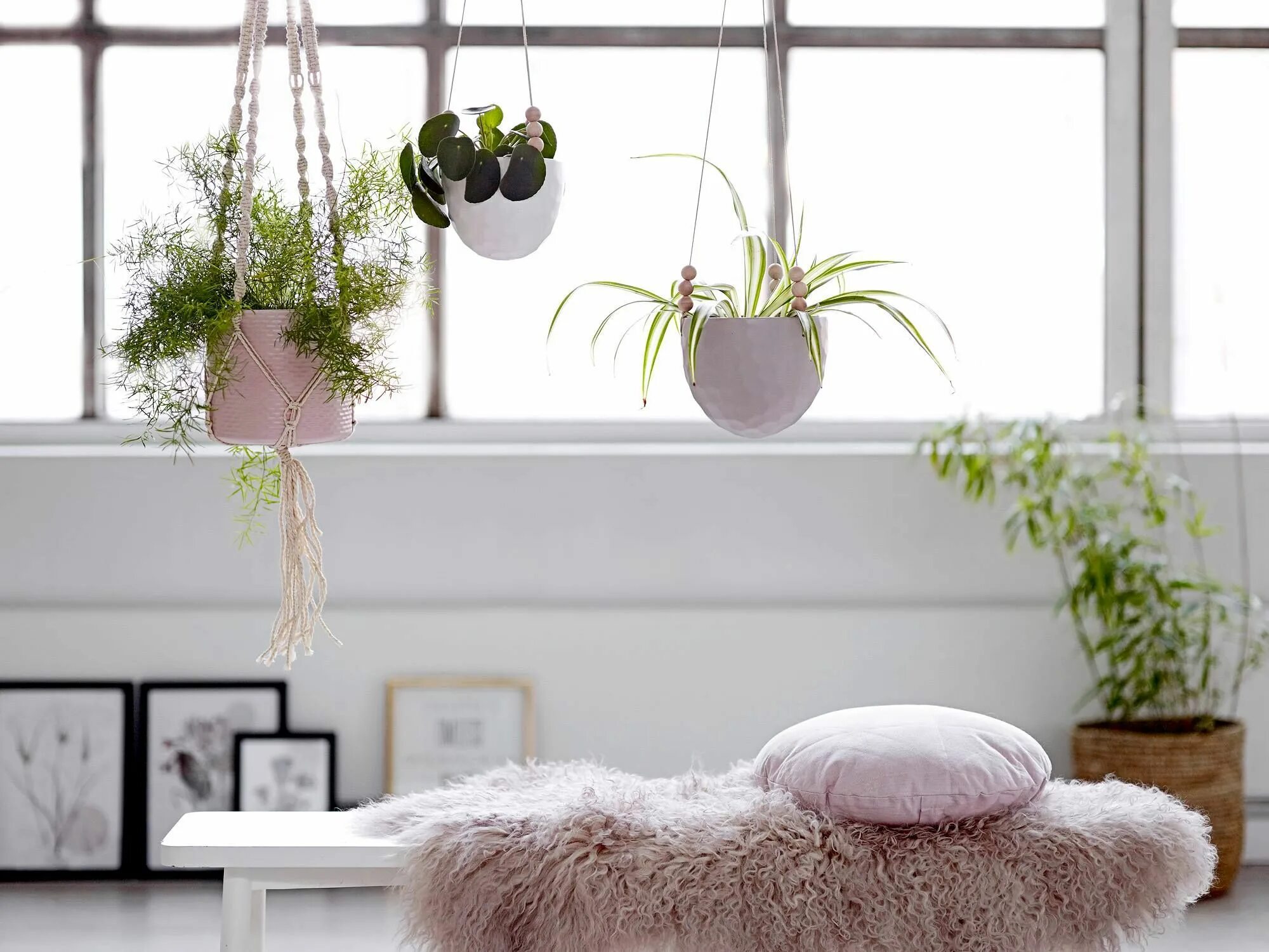 Подвесные цветы в интерьере Bloomingville Interior garden, Hanging planters indoor, Ideal home magazine