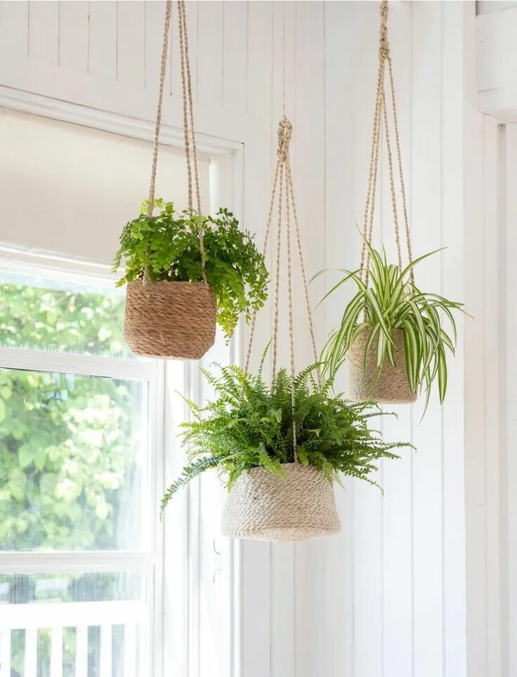 Подвесные цветы в интерьере Jute Tapered Hanging Indoor Plant Pot Garden Trading Blumenampeln, Indoor-pflanz