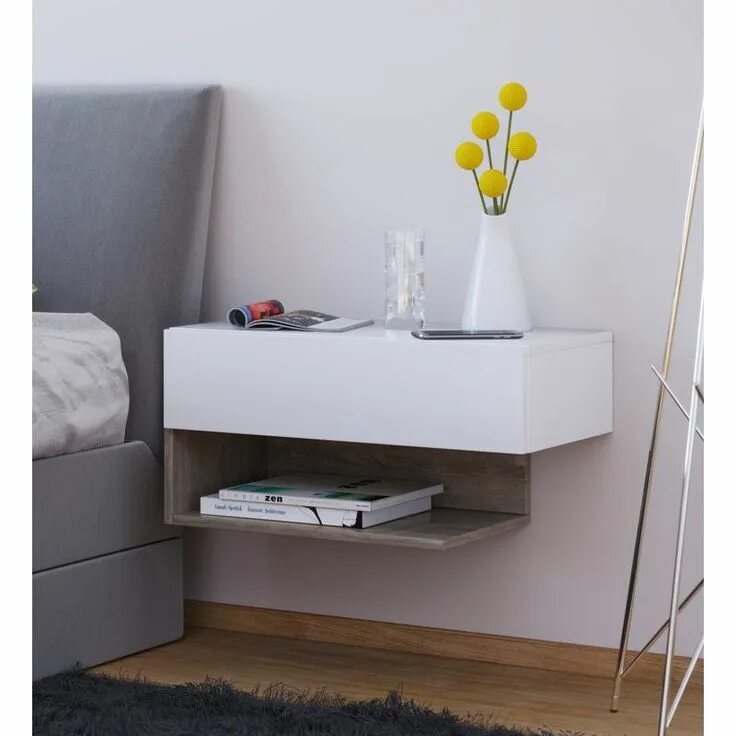 Подвесные тумбочки в спальню фото 17 Stories Foerer Maxi Bedside Table & Reviews Wayfair.co.uk Schwimmende regal d