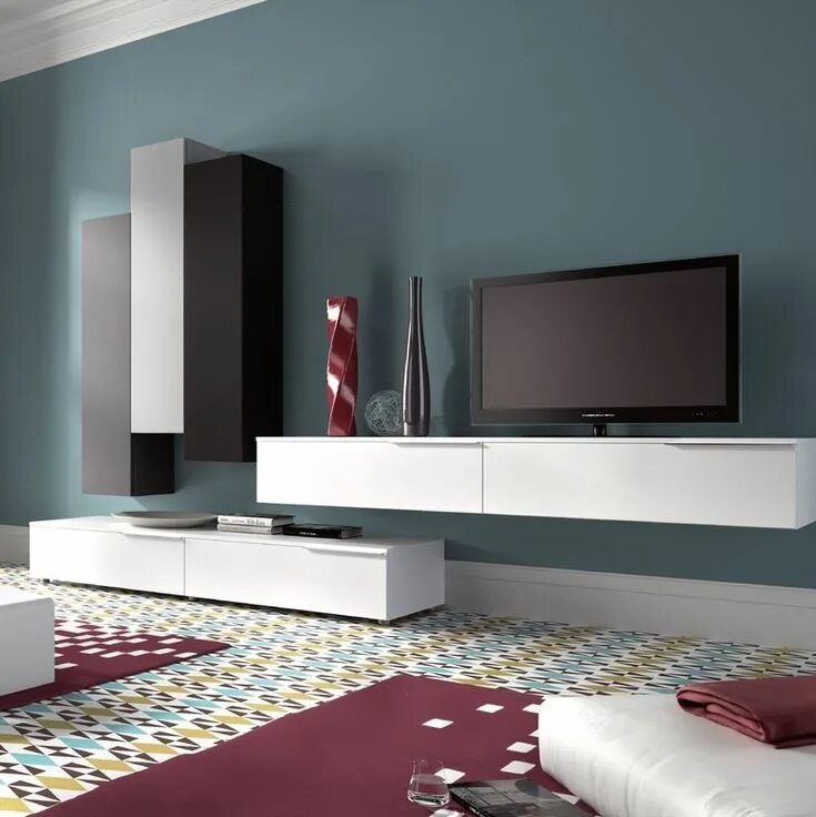 Подвесные тумбы в гостиную современные фото Wohnwand Kaira Living room tv wall, Living room wall color, Living room design m