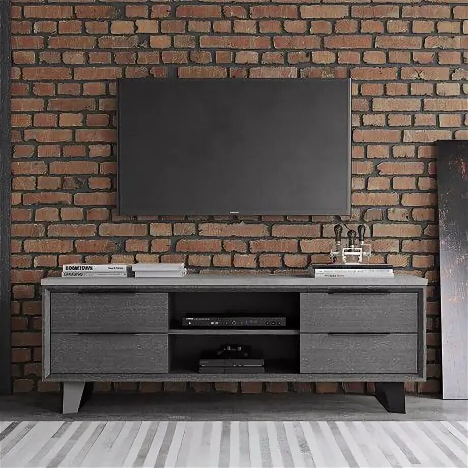 Подвесные тумбы в стиле лофт Amsterdam Media Cabinet // Gray Concrete + Gray Oak Luxury furniture brands, Lif