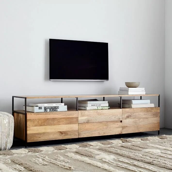 Подвесные тумбы в стиле лофт Industrial Storage Media Console (80"-96") West Elm