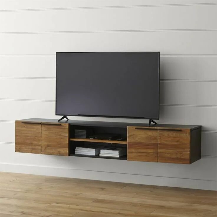 Подвесные тумбы в стиле лофт Image result for tv shelf Floating media console, Floating tv stand, Tv stand un