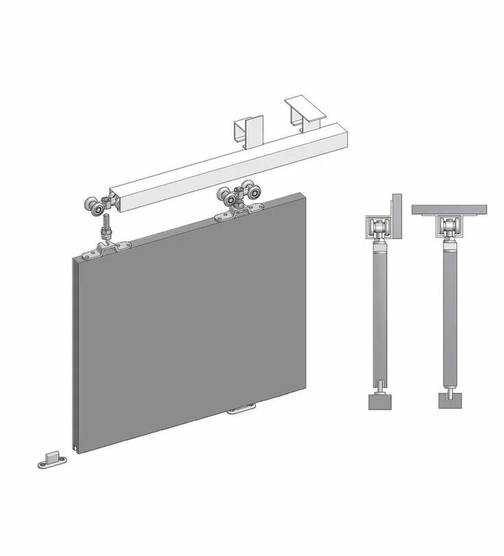 Подвесные ворота на роликах чертеж Pin op A Frame Sliding door on the wall