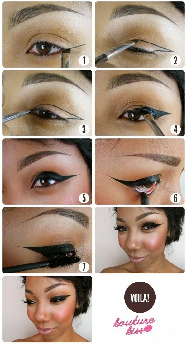 Подводка глаз фото поэтапно Strong Winged Eyeliner Tutorial - AllDayChic Eye makeup, Winged eyeliner tutoria