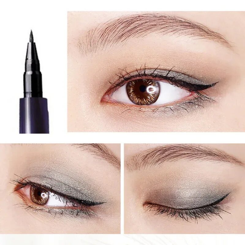 Подводка глаз фото поэтапно Lasting 36H Liquid Eyeliner Pencil Waterproof Black Makeup Long lasting Easy wea