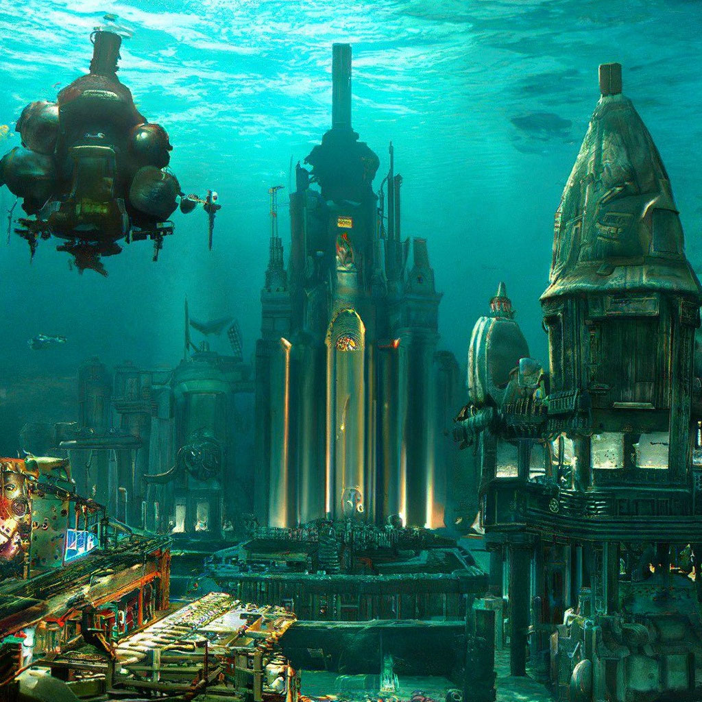Подводный город как выглядит "Underwater city Delight from the game." - image created in Shedevrum