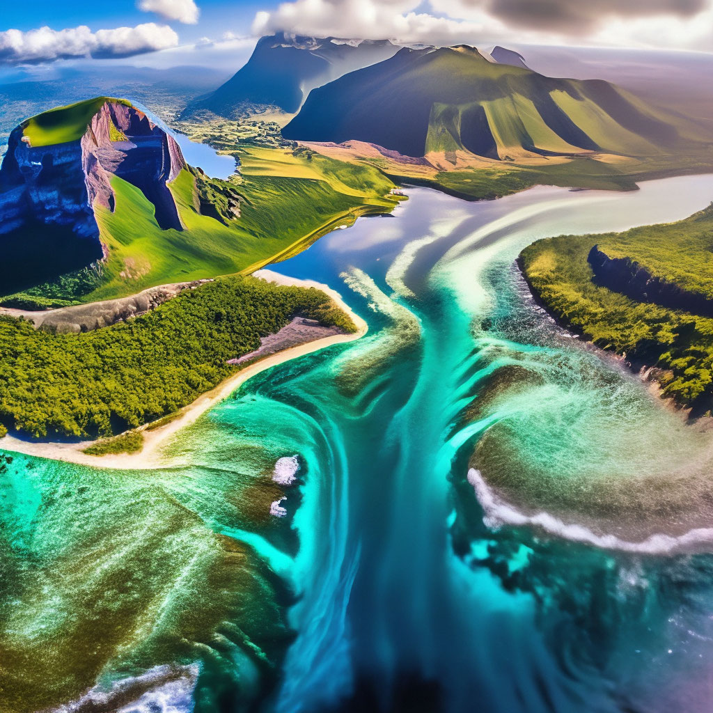 Подводный водопад острова маврикий блэк ривер фото "Underwater waterfall mauritius, ." - image created in Shedevrum