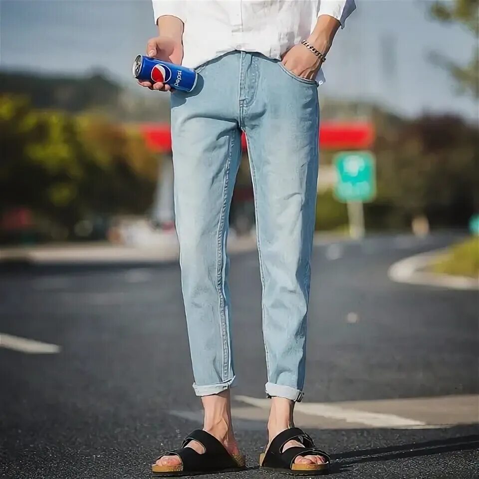 Подвороты фото джинсы Promotion 2018-fashion-ankle-men-trousers-promotion - купить недорого AliExpress