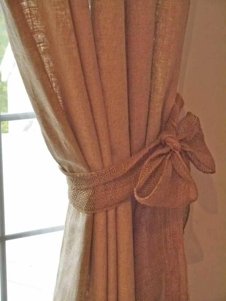 Подвязать шторы фото Adding Personality to Your Tiebacks! Curtains, Burlap curtains, Diy curtains