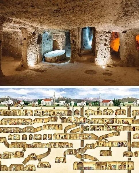 Подземный город в турции фото The multi-tiered underground city of Derinkuyu, was built in the II-I millennium