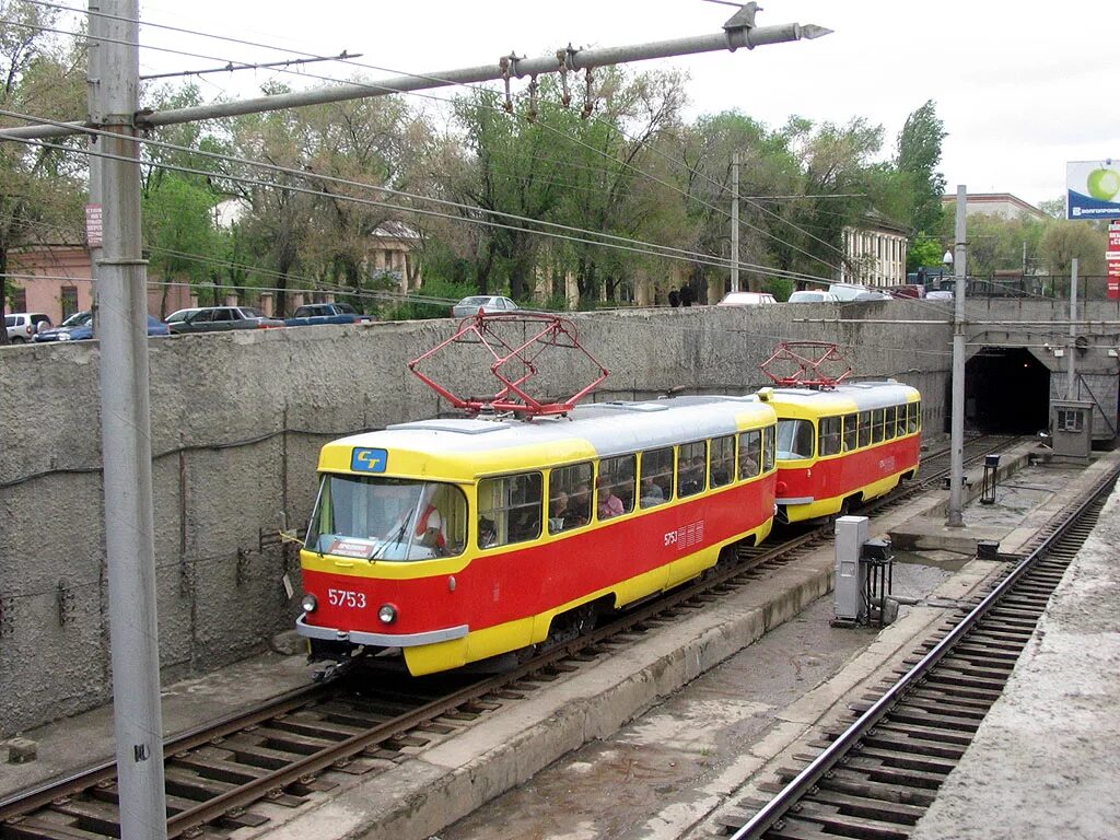 Подземный трамвай в волгограде фото Волгоград, Tatra T3SU № 5753; Волгоград, Tatra T3SU № 5754; Волгоград - Трамвайн