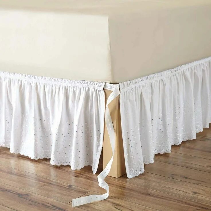 Подзоры для кровати фото Better Homes & Gardens Eyelet Adjustable Bed Skirt, Ivory - Walmart.com Adjustab