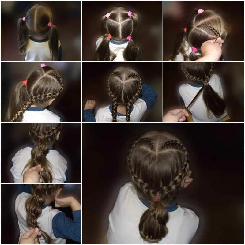 Поэтапно прически для девочек среднем How to Make DIY Heart Shaped Braids Hairstyle Cabelo e unhas, Moldes gratis, Bor