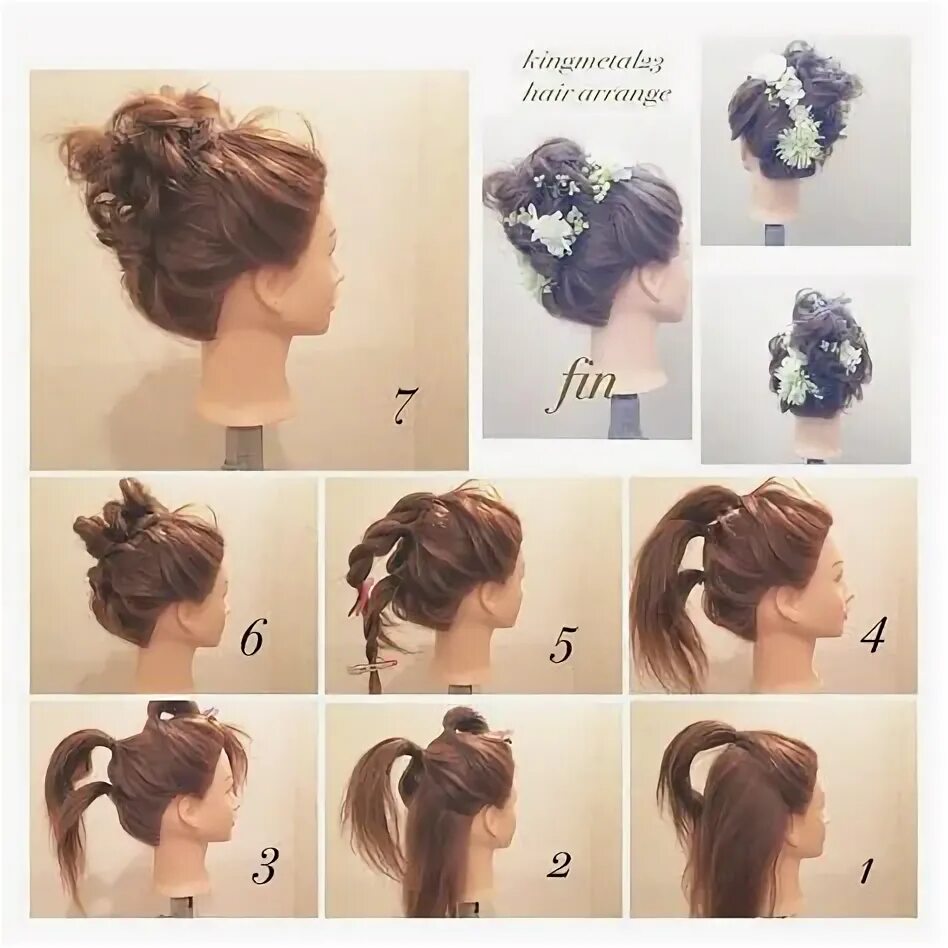 Поэтапно сделать прическу на средние волосы Pin by Elena Sozzi on chignon Hair tutorial, Hair arrange, Long hair styles