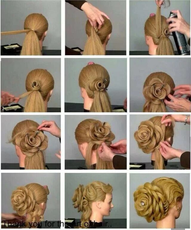 Поэтапное фото причесок How to make a rose bun .. Step by step Flowers in hair, Hair tutorial, Stylish h