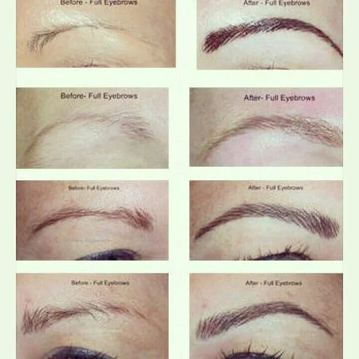 Поэтапное татуаж бровей Antes y Después de procedimientos con microblading... Semi permanent makeup eyeb