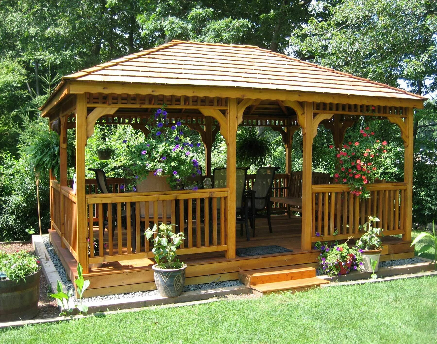 Поэтапные фото беседки Image detail for -12 x 16 cedar rectangular gazebo shown with optional cedar shi