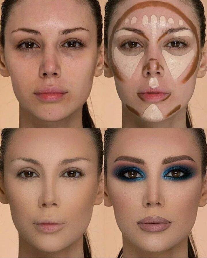 Поэтапный макияж лица для начинающих пошагово Pin by Alla Vostryakova on make up Highlighter makeup, Contour makeup, Eyebrow m