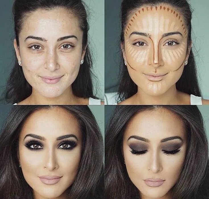 Поэтапный макияж лица для начинающих пошагово Fiche complète de maquillage contouring plus photos avant et après ! Maquillage 