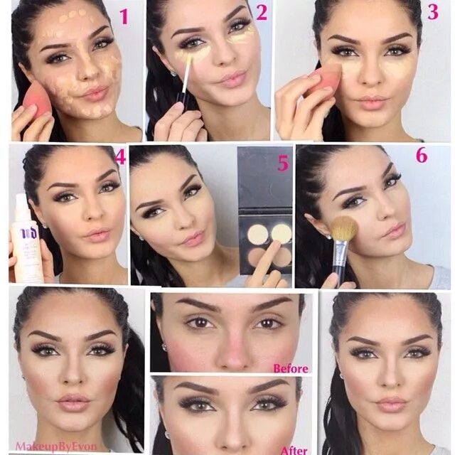 Поэтапный макияж лица пошагово Pin on Highlighting and contouring