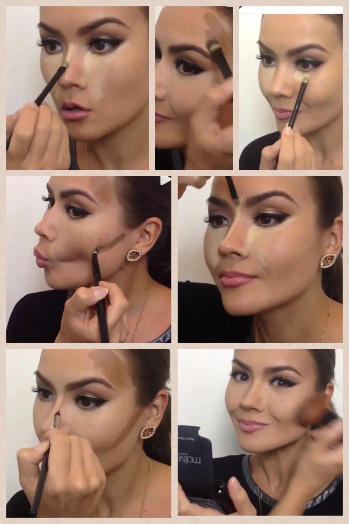 Поэтапный макияж лица пошагово Makeup Nose makeup, Contour makeup, Natural makeup