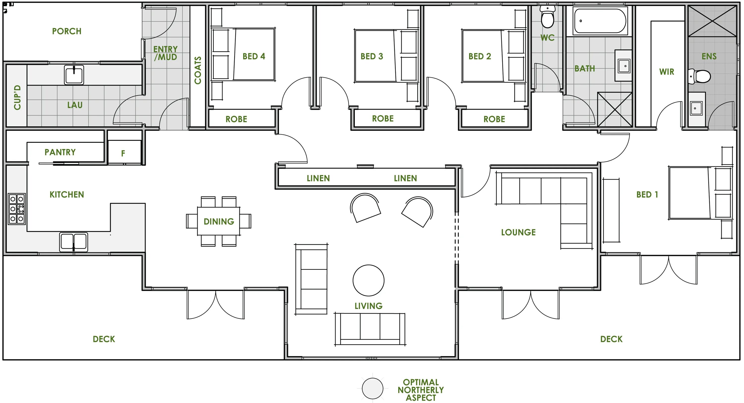 Поэтажная схема дома Oxley - Energy Efficient Home Design - Green Homes Australia House plans, Solar 