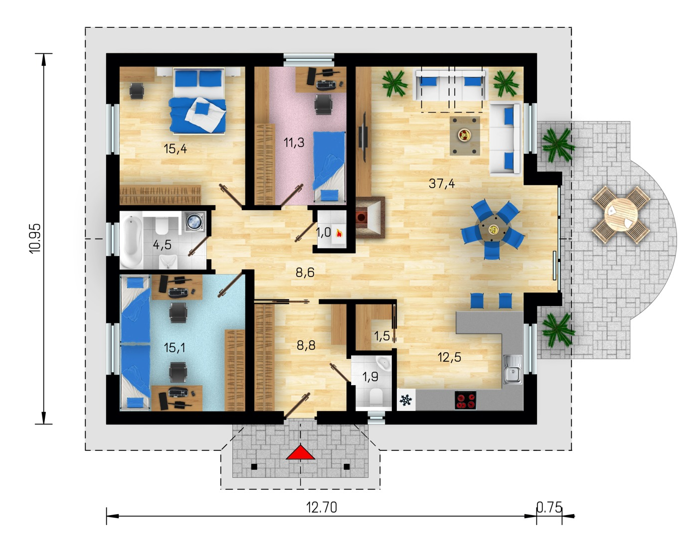 Поэтажные планировки домов Проект дома Bungalow 15