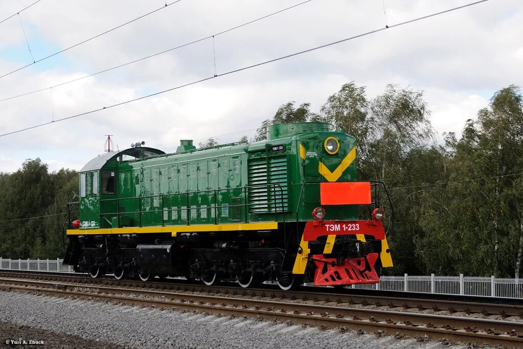 Поезд кукушка фото RZD TEM1 233 / Stantsiya Shcherbinka - Trainspo