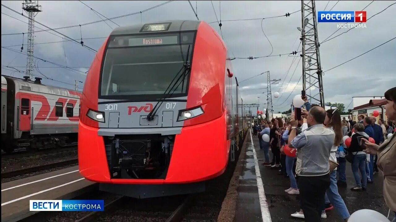 Поезд ласточка кострома фото В Кострому прибыл первый скоростной поезд "Ласточка" - смотреть видео онлайн от 