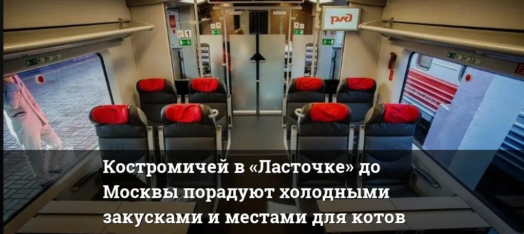 Поезд ласточка москва кострома фото Костромичей в "Ласточке" до Москвы порадуют холодными закусками и местами для ко