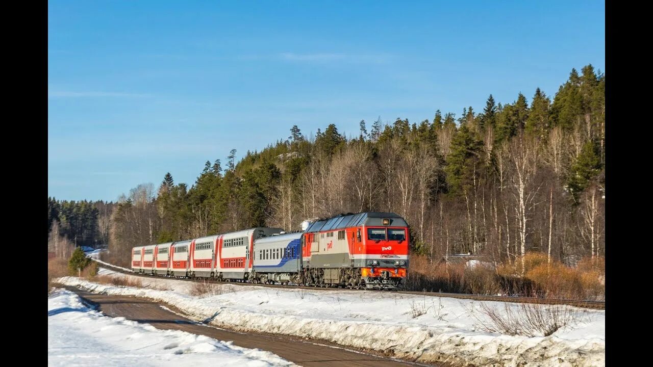 Поезд москва сортавала фото Тепловоз ТЭП70БС-327 с туристическим поездом № 928 Москва- Петрозаводск - Сортав