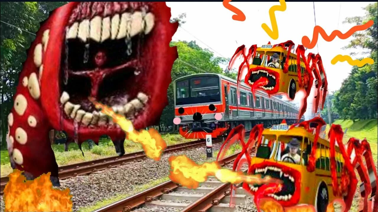 Поезд пожиратель фото widdihh !!! kereta api Train Eater VS Bus Eater - YouTube