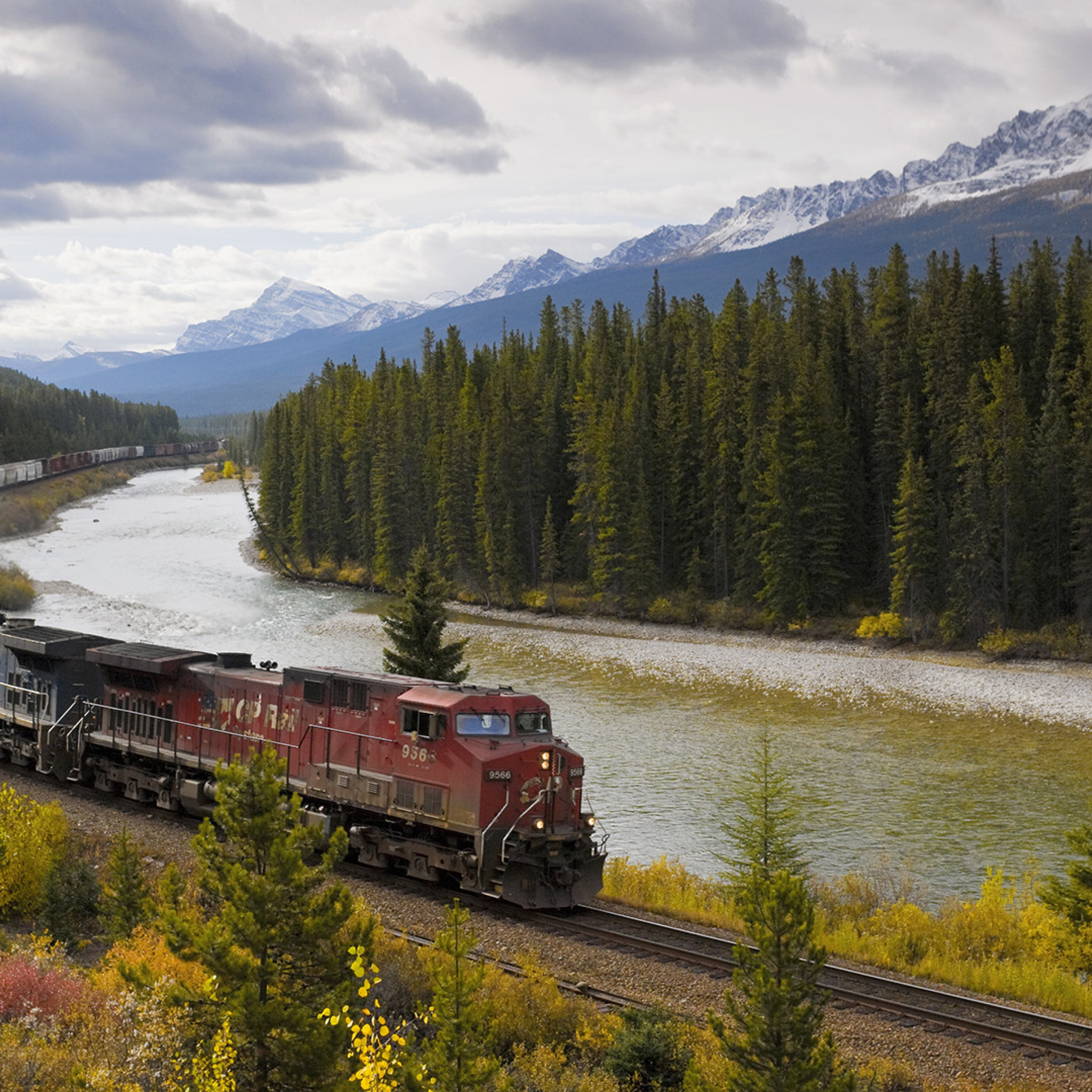 Поезд природа фото Скачать обои Banff National Park, trees, nature, train, locomotive, Bow Valley P