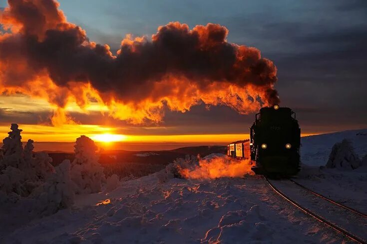 Поезд закат фото from Olaf Haensch. One of those magical moments in the Harz Mountains of Germany