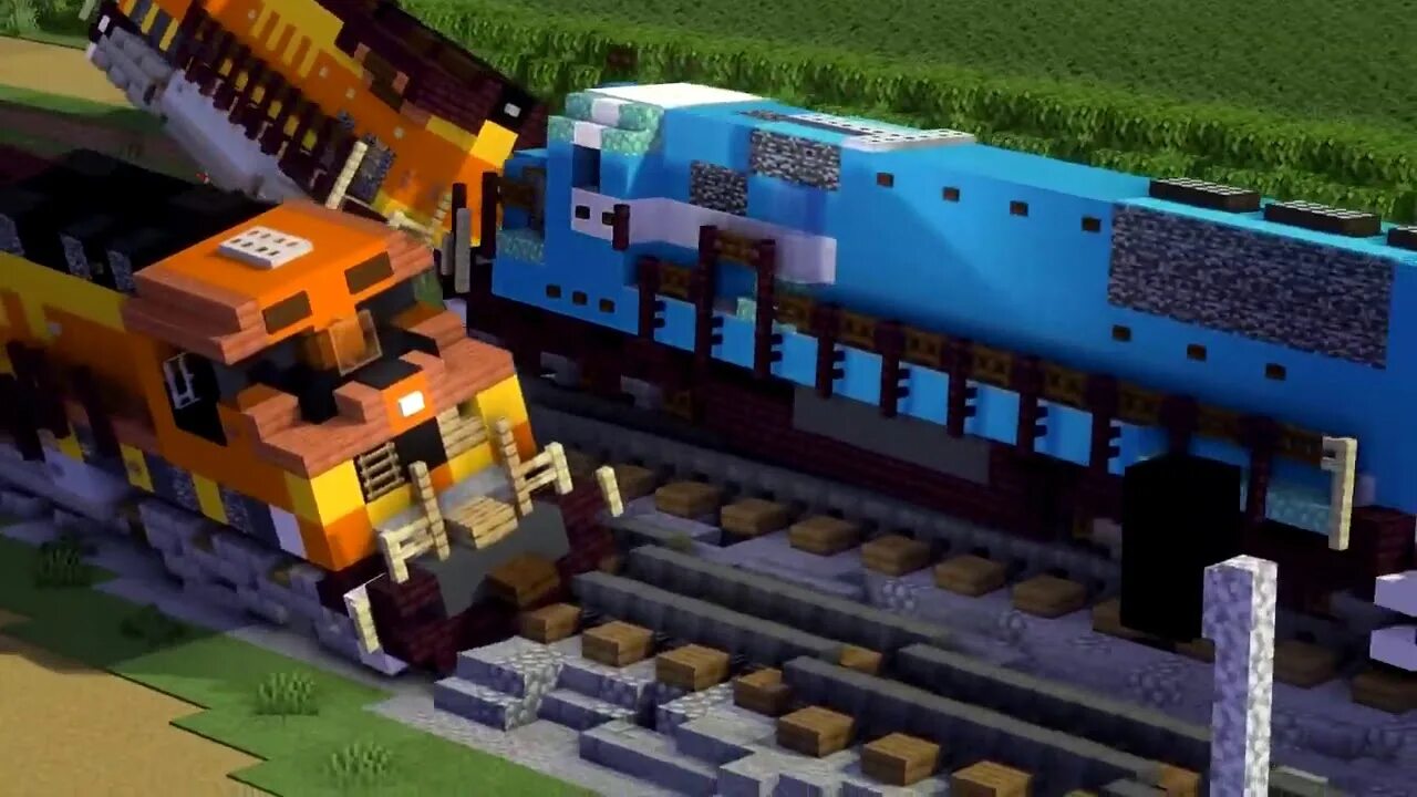 Поезда майнкрафт фото Every Minecraft Train Crash Animation Compilation - YouTube