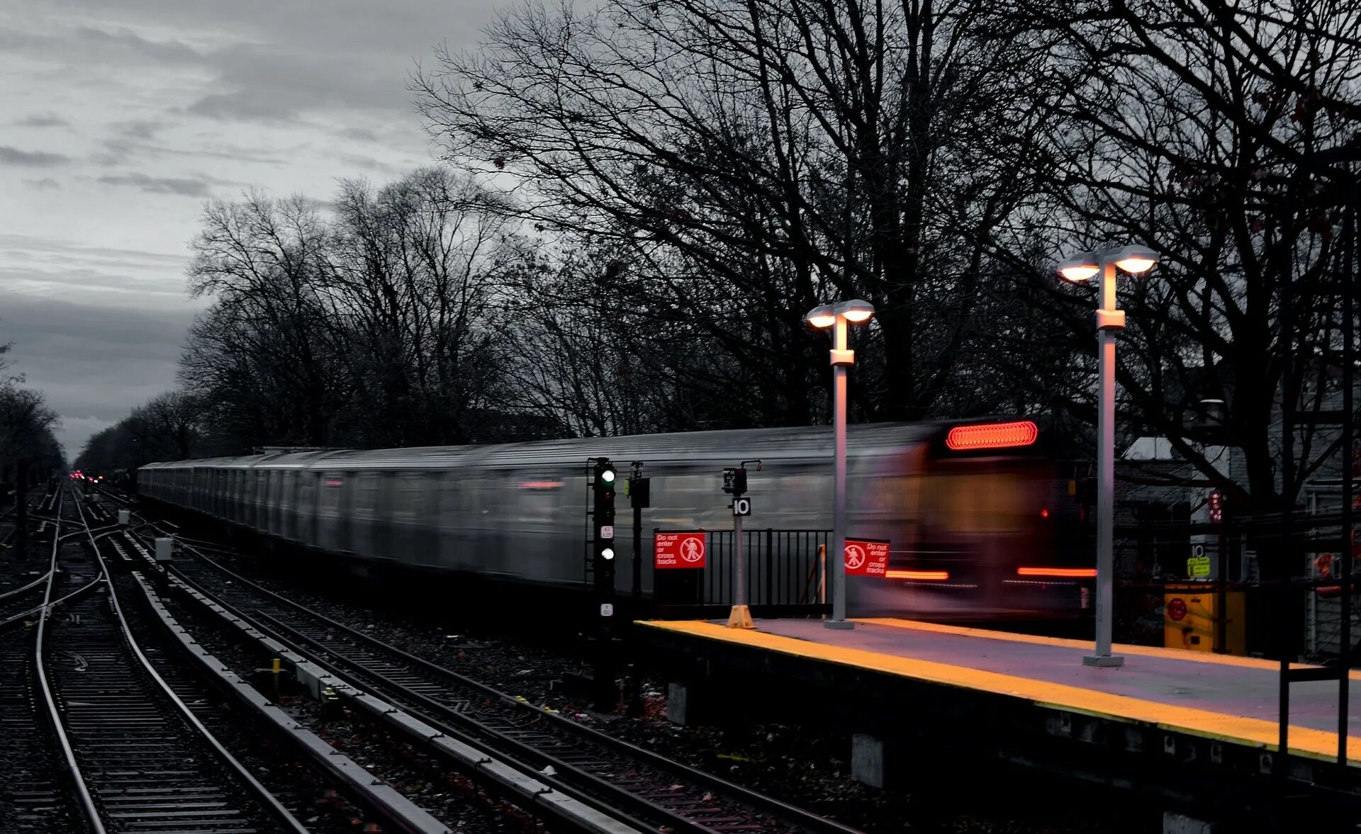 Поезда вечером фото Wallpaper : night, snow, vehicle, train, selective coloring, evening, light trai