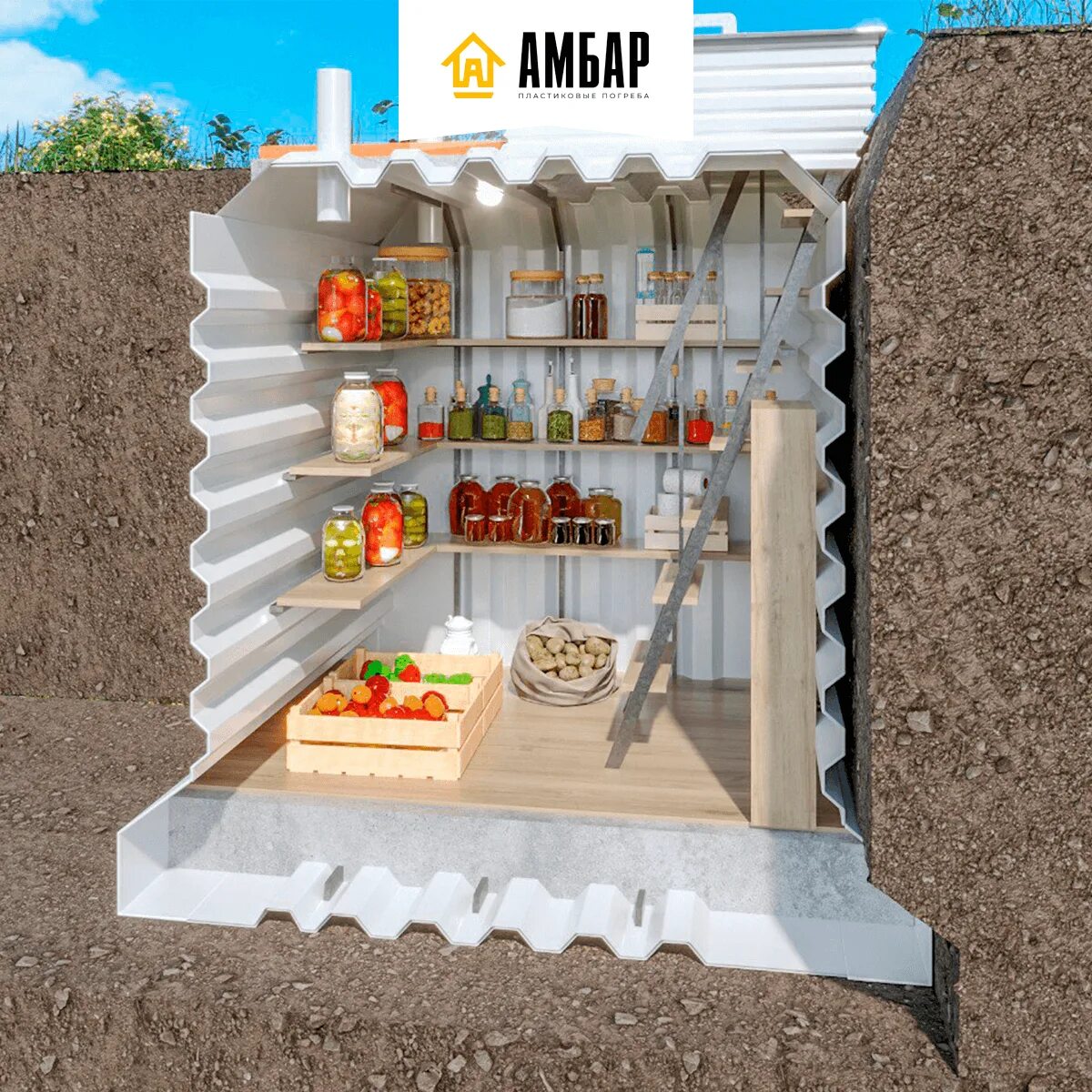 Погреб пластиковый купить в перми цена фото Пластиковый погреб "Амбар" - модель "Классика"