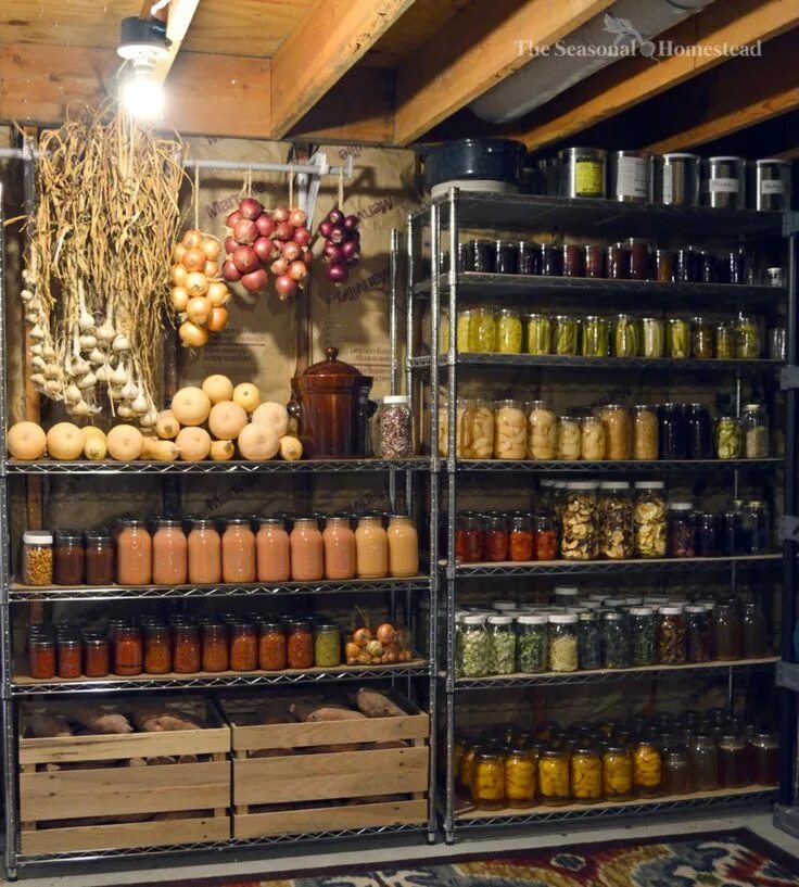 Погреб в доме для хранения овощей фото How to Stock a Homestead Pantry - The Seasonal Homestead Homesteading, Root cell