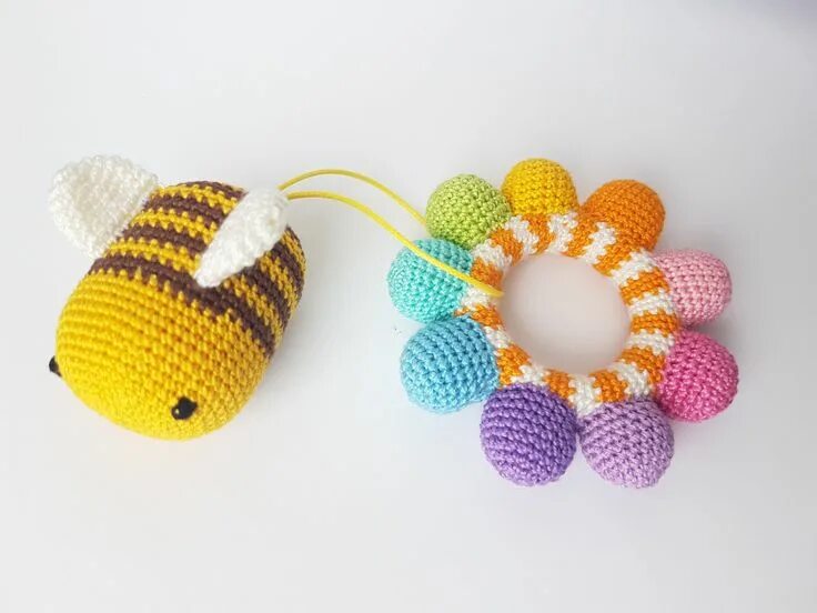 Погремушка крючком схема Rattle Teething toy Baby rattle Baby toy Rainbow toy Gift for baby Baby shower g