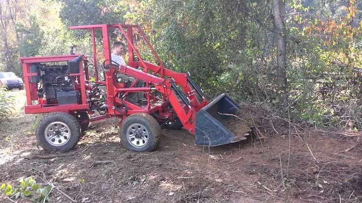 Погрузчик на минитрактор своими руками самодельный Clearing Brush with a Homemade Articulating Tractor Front End Loader